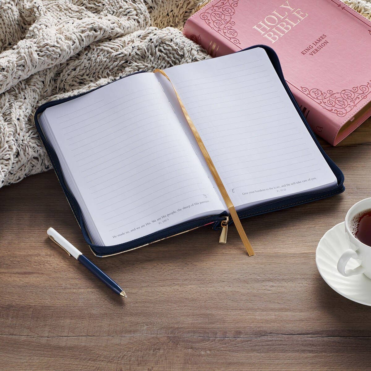 Journal Classic Zip Navy Be Still Ps. 46:10 New