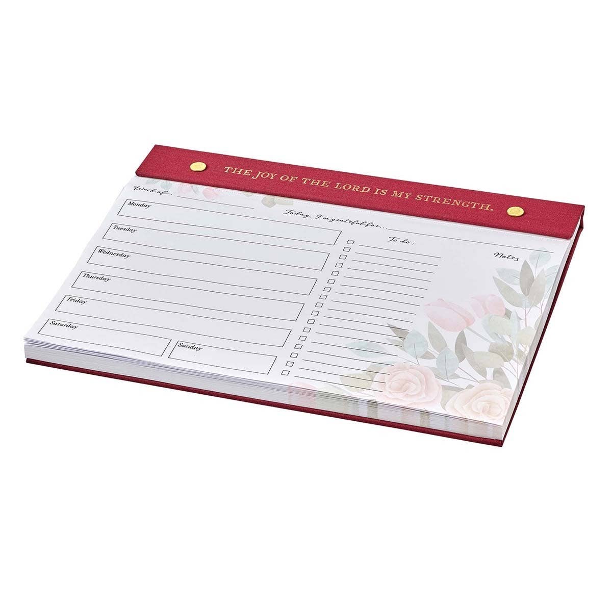 Undated Planner Pad Burgundy Joy of the Lord