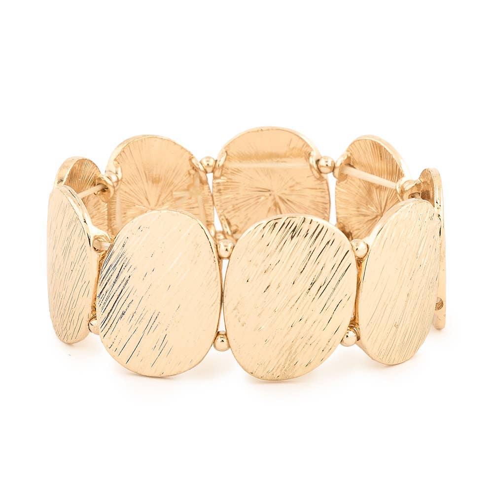 Textured ovals stretch bracelet - gold