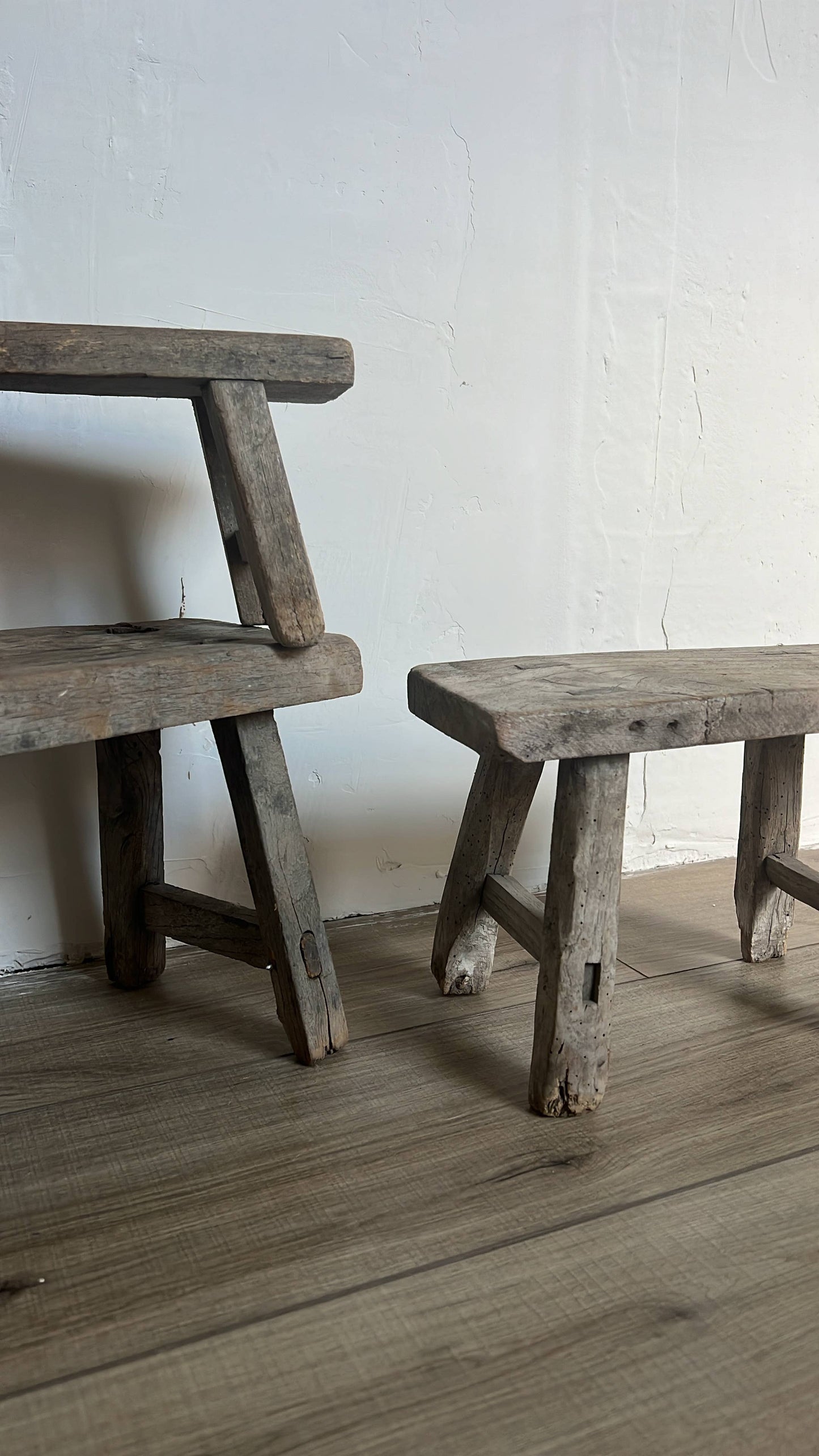 Raw Elm Wood Stool, Wabi Sabi design