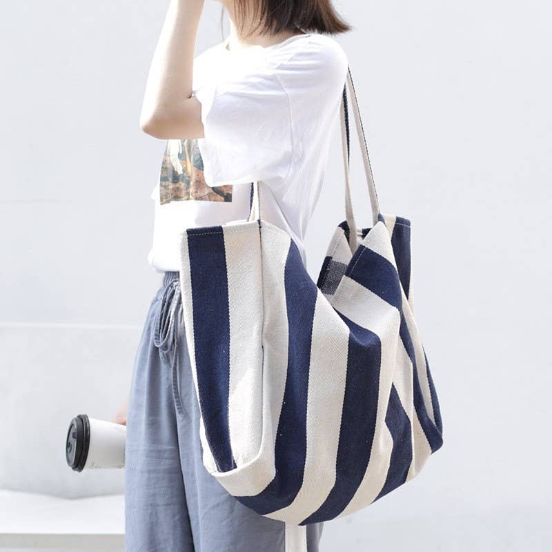 ORGANIC STRIPED TRENDING TOTE BAG | 40P560
