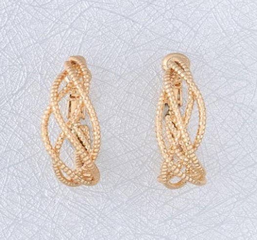 Twisted hoop earrings-Gold