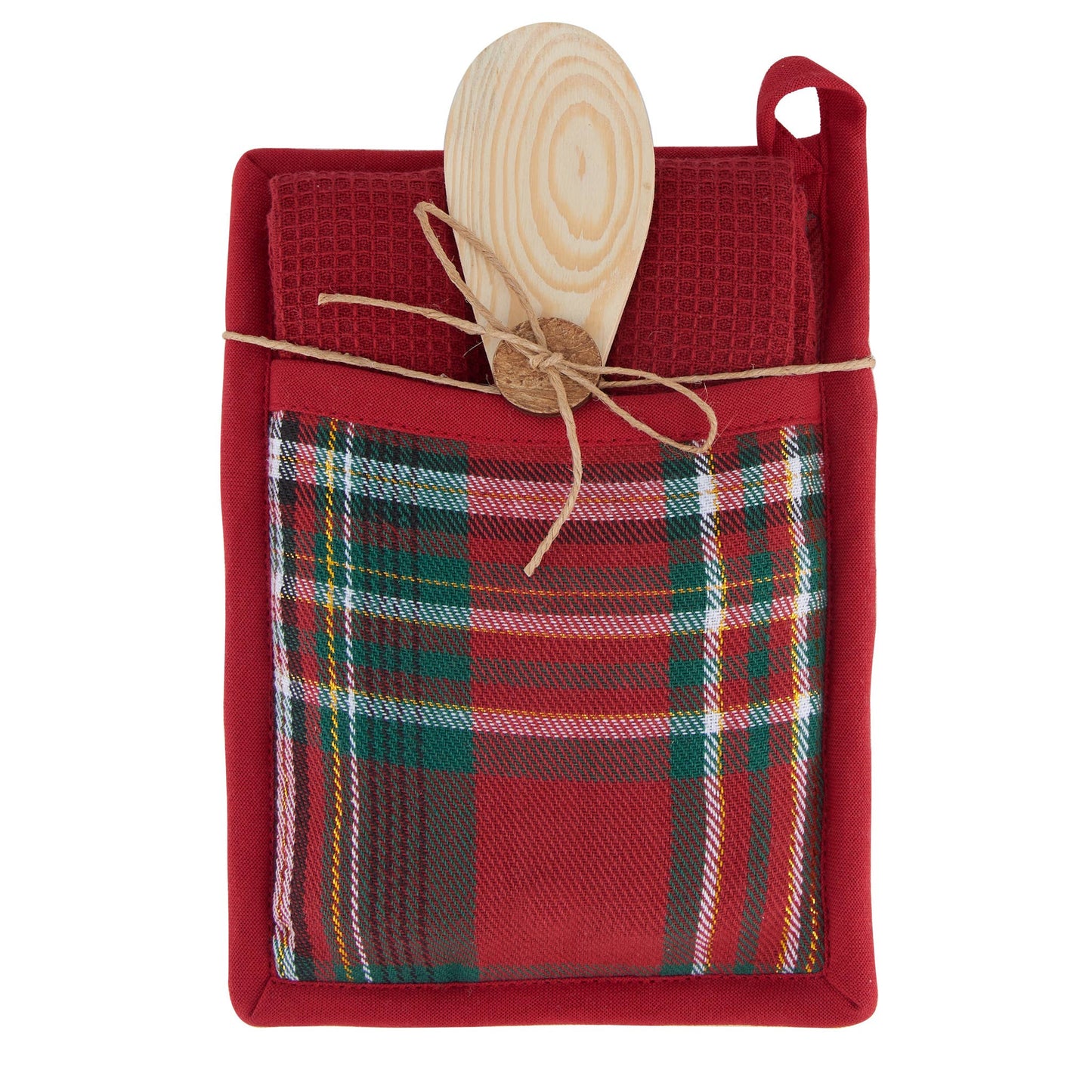 3 Piece Christmas Holiday Plaid Kitchen Set