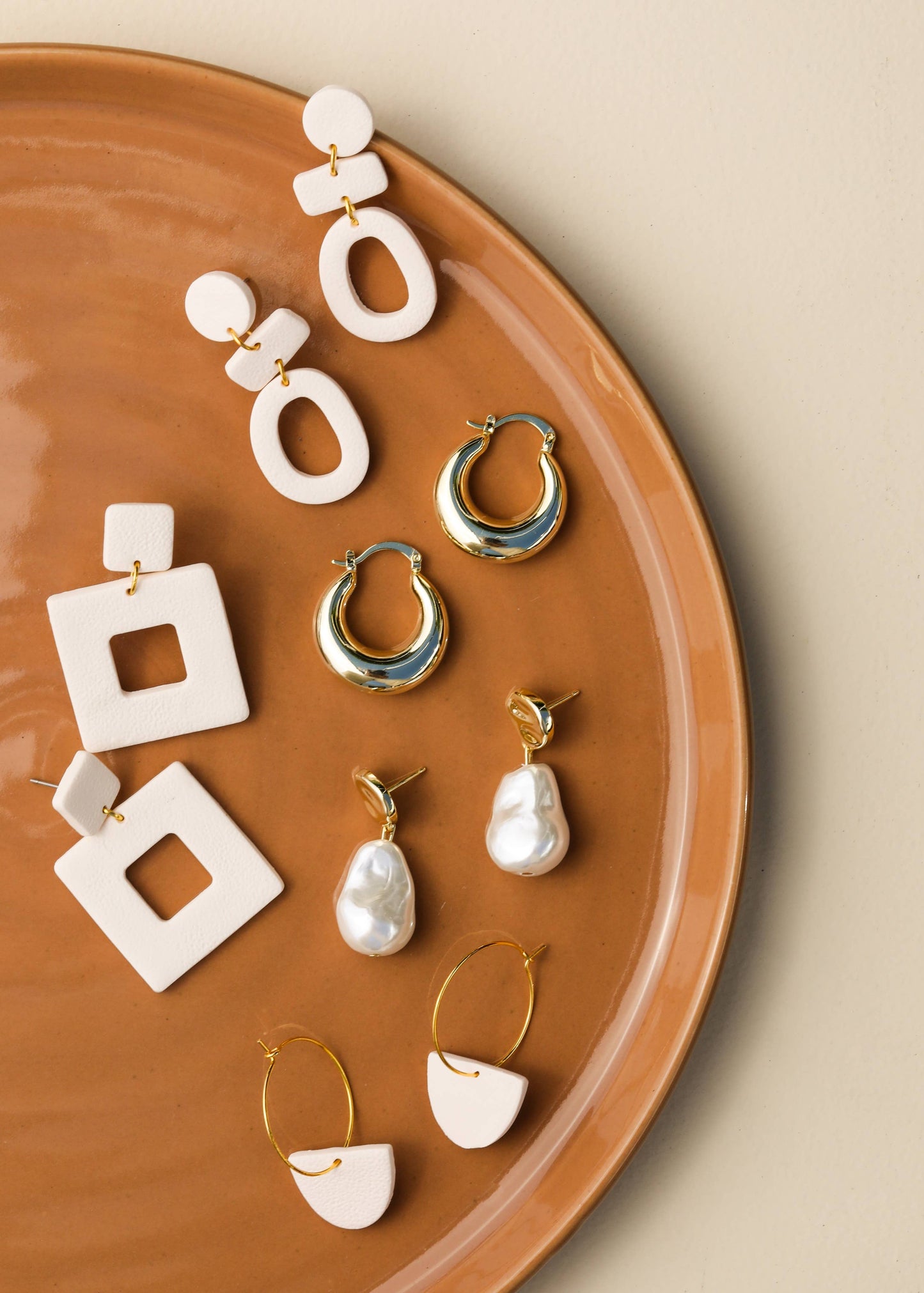 Hoops - Clay Half Moon - Oat Milk