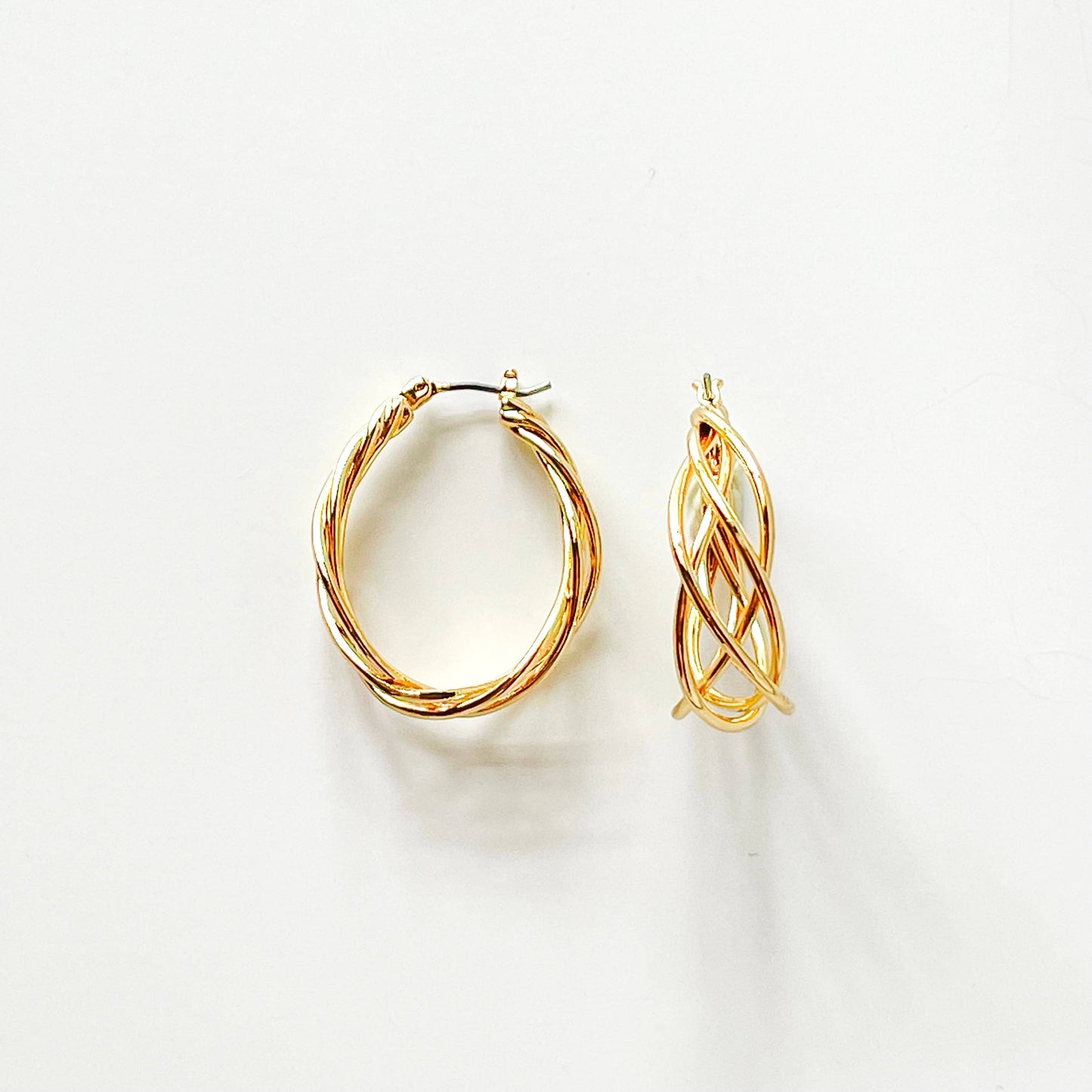Fashion Wire Braided Teardrop Hoop Earrings