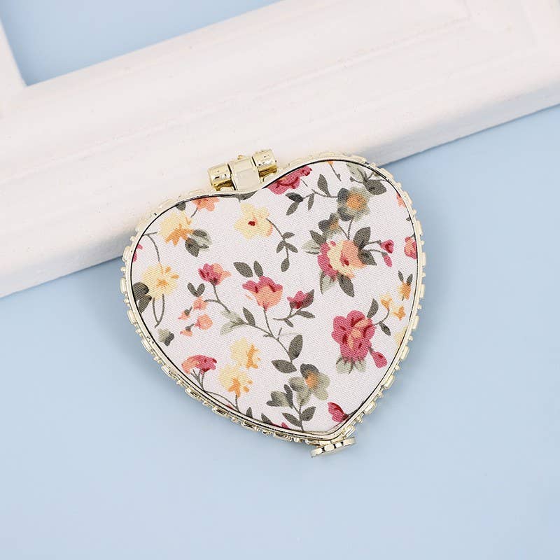 TRAVEL POCKET COMPACT HANDHELD FLORAL MIRROR | 40M103