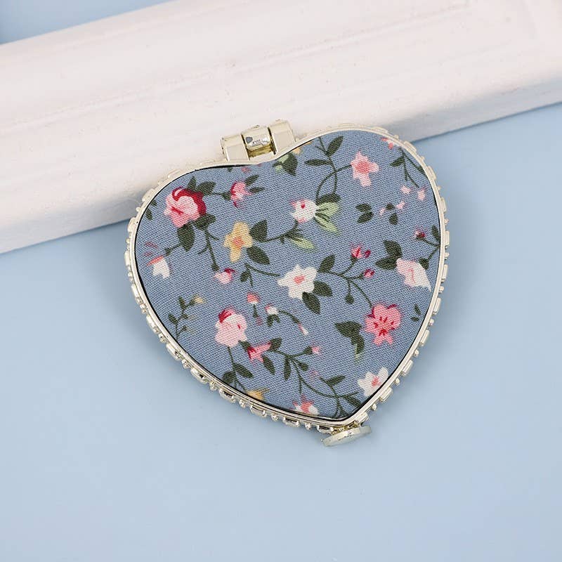 TRAVEL POCKET COMPACT HANDHELD FLORAL MIRROR | 40M103