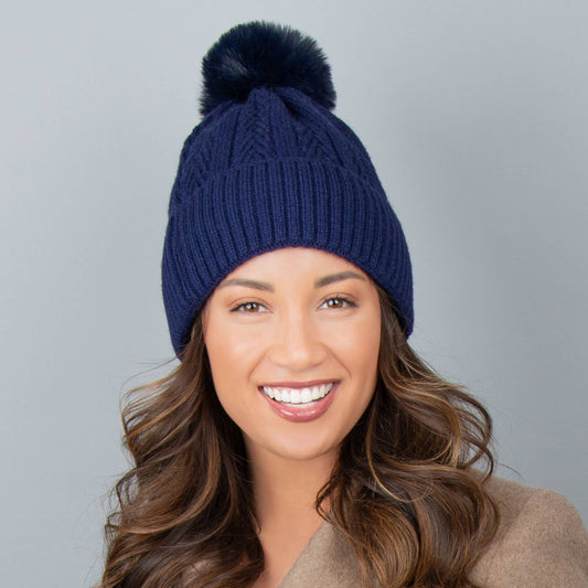 Roxanne Knit Pom Lined Beanie Hat