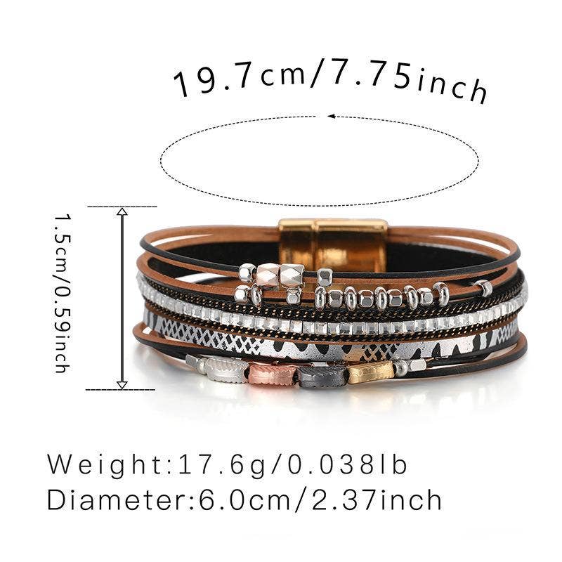 Bohemian Style Leather Multi-Layer Bracelet Bangle - BJ/LB: 1