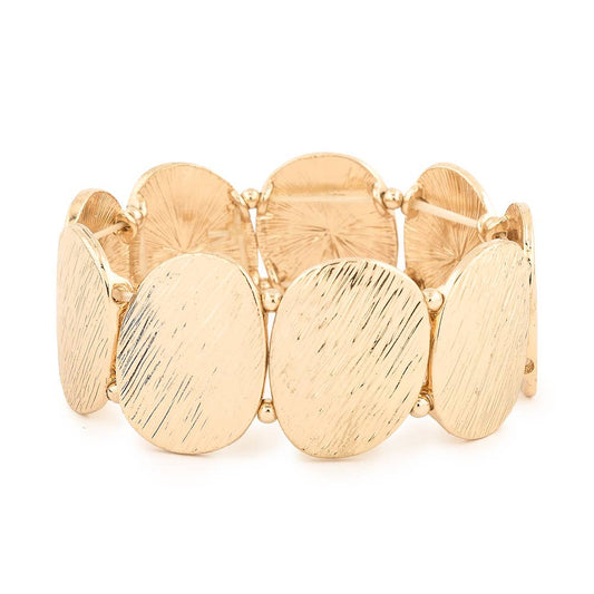 Textured ovals stretch bracelet - gold