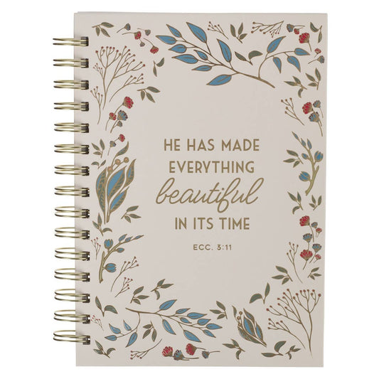 Journal Wirebound Ivory Floral Everything Beautiful Ecc 3:11