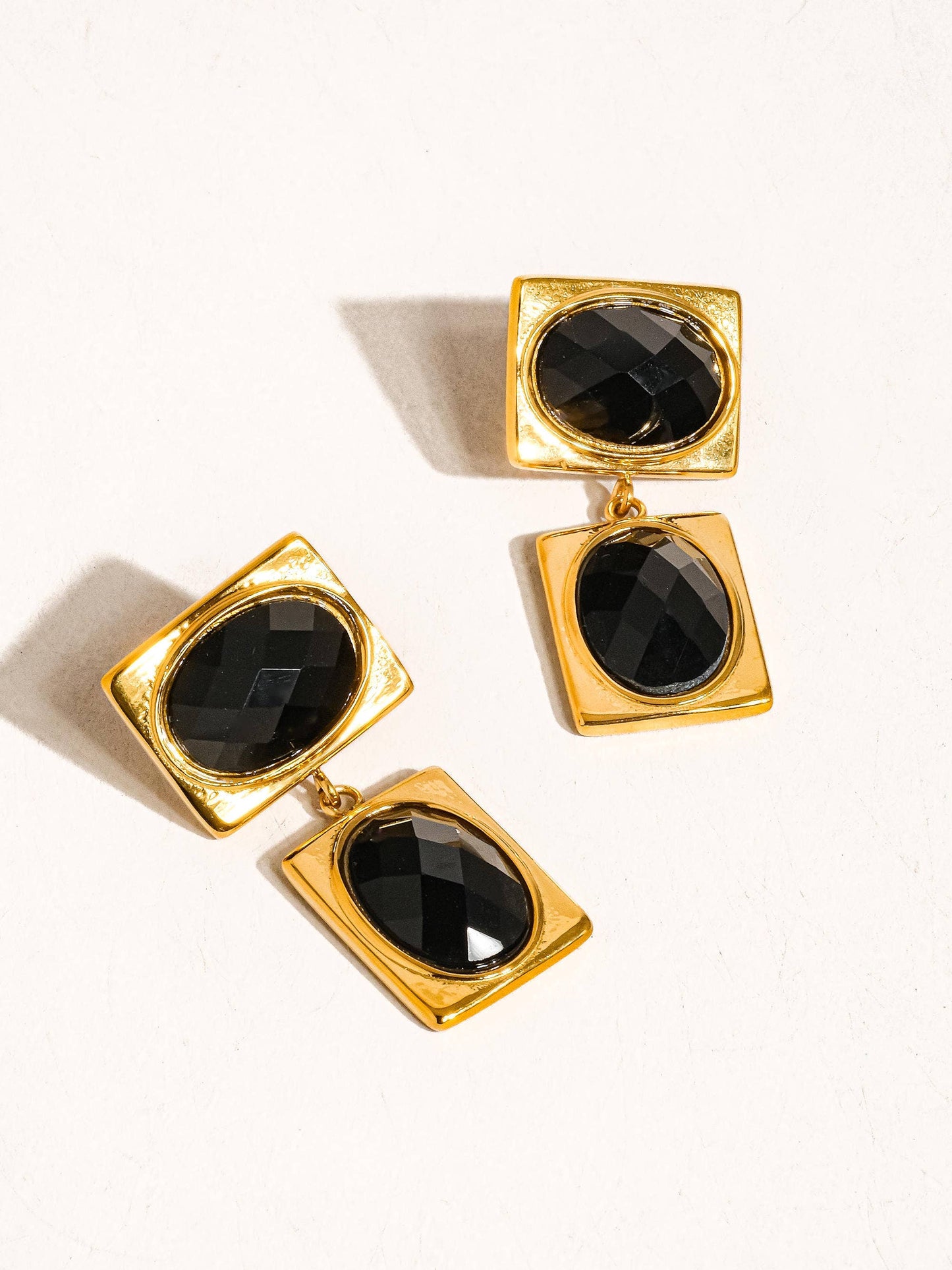 Chance 18K Gold Non-Tarnish Square Stone Earring