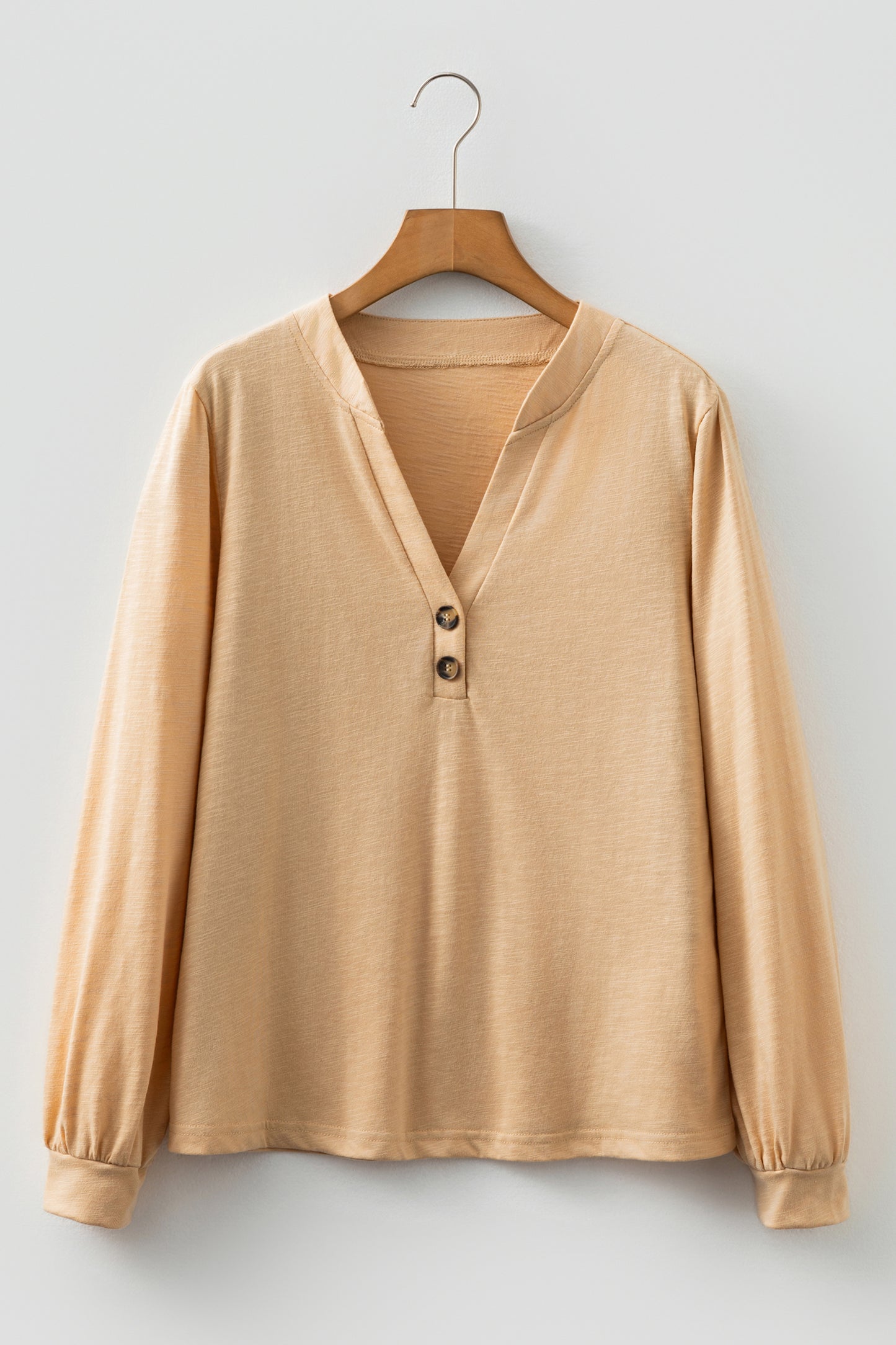 V Neck Long Sleeve Light French Beige