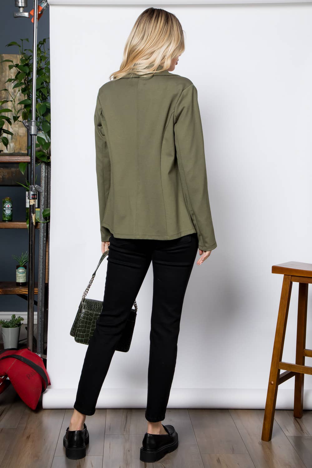 Ponte One Button Front /w Patch Pocket Blazer