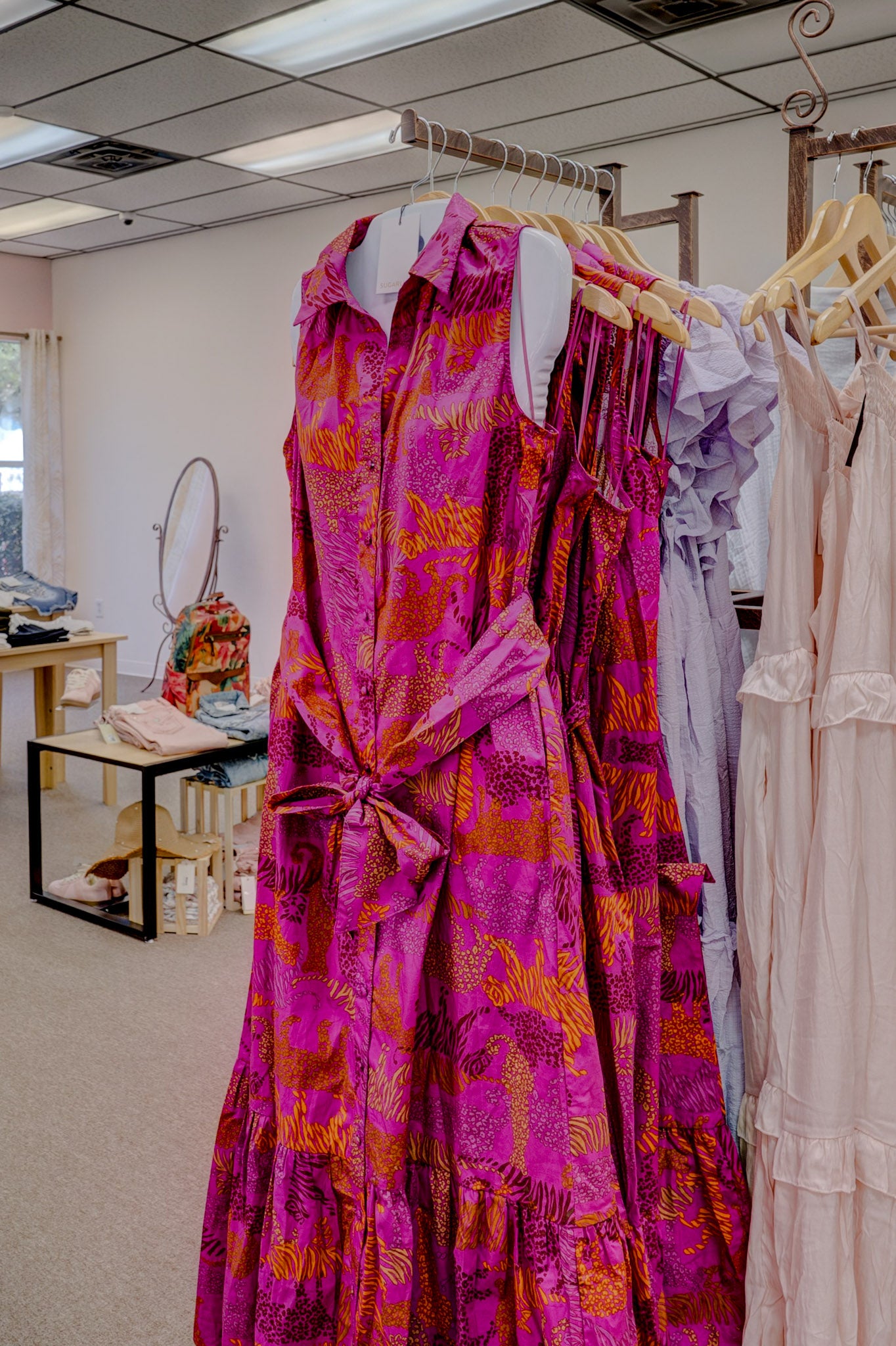 In the Jungle Cileah Collared Maxi Dress- Magenta