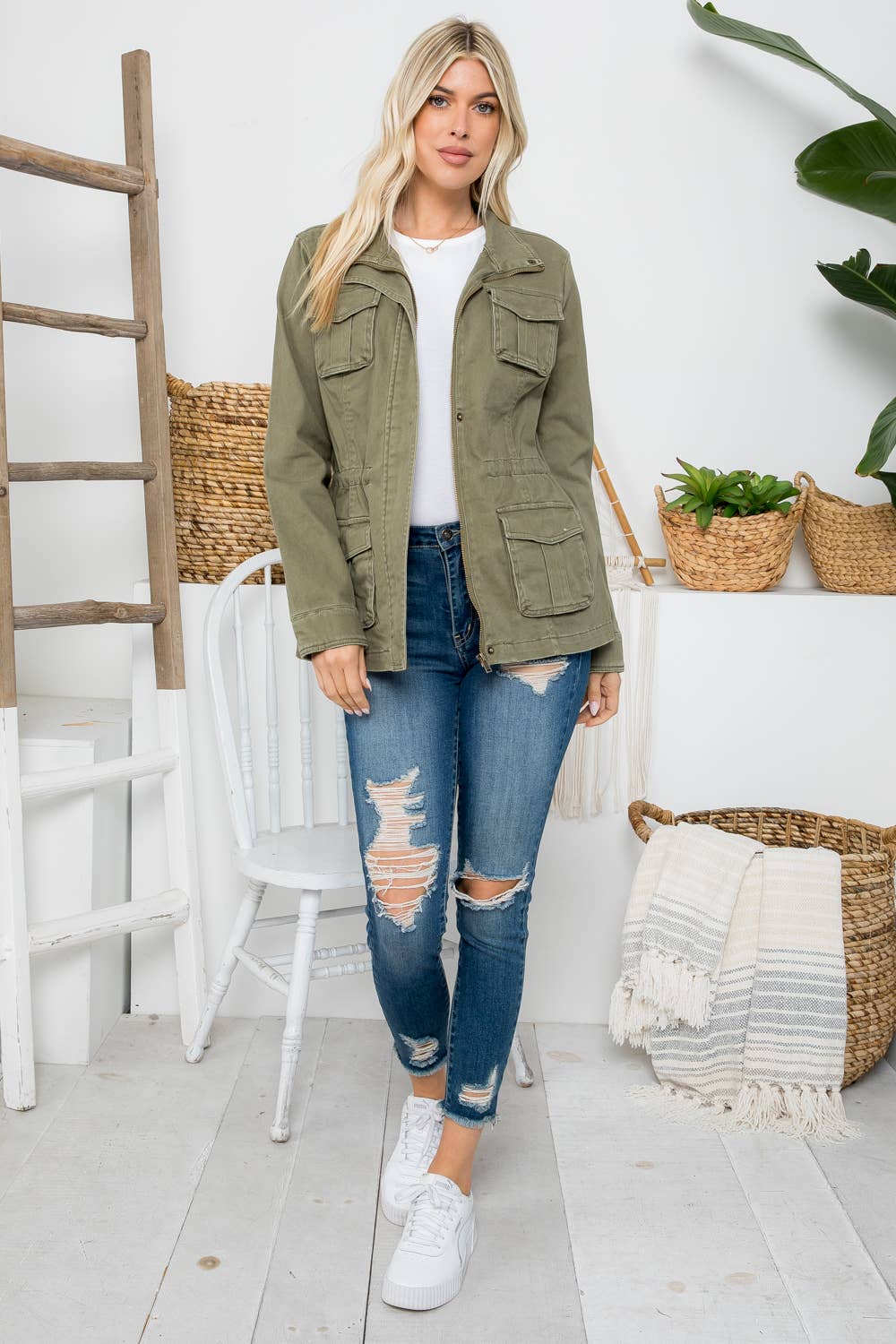 Heavy Twill Garment Washed Anorak Jacket