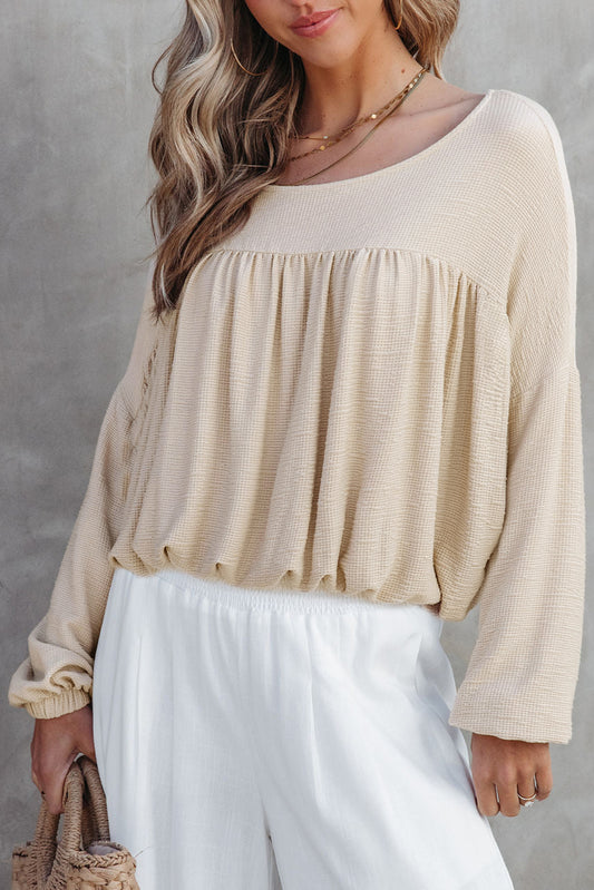 Pleated Long Sleeve Top