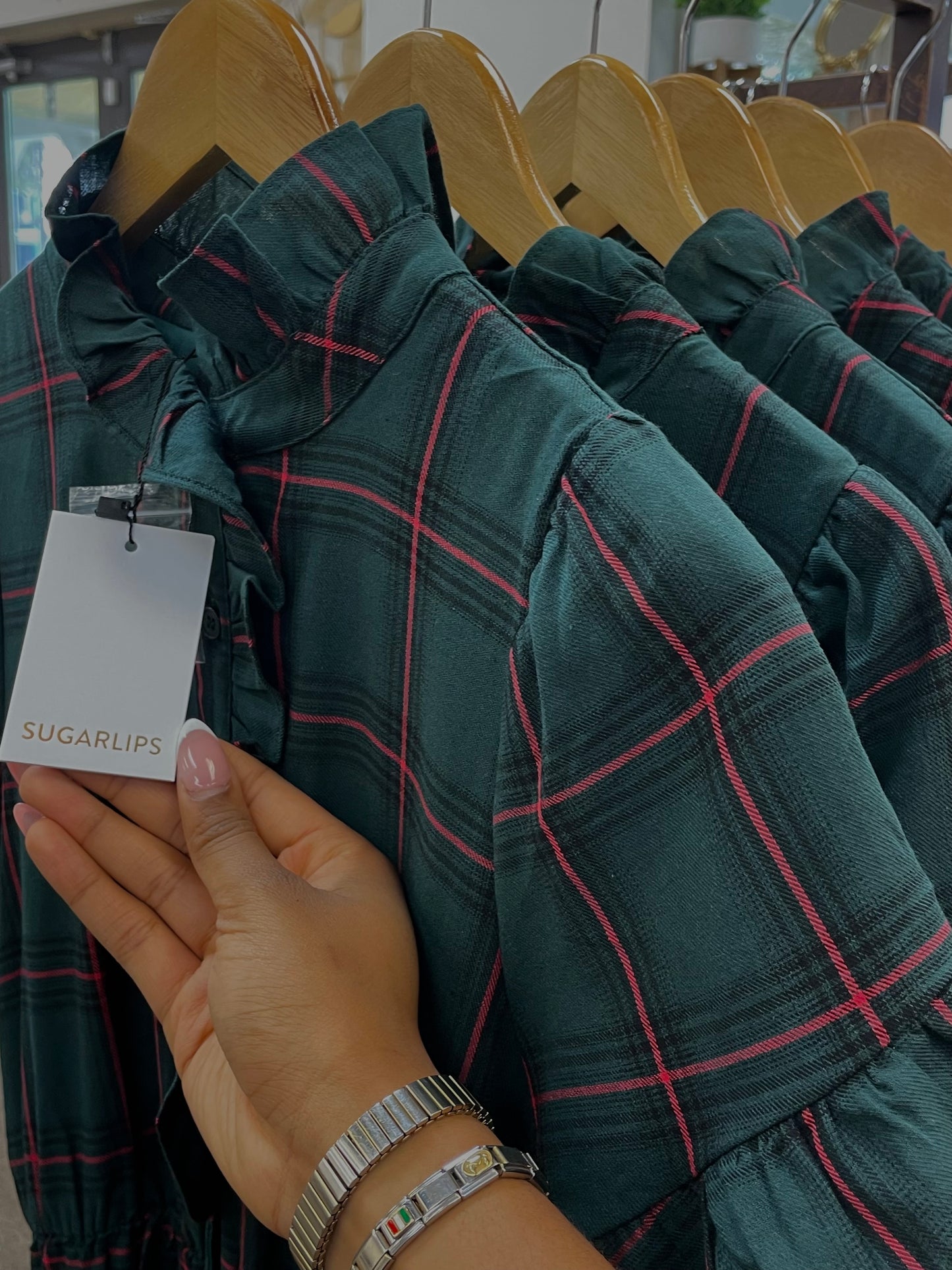 Brook Plaid Cottonwood Ruffle Button Down Mini Dress