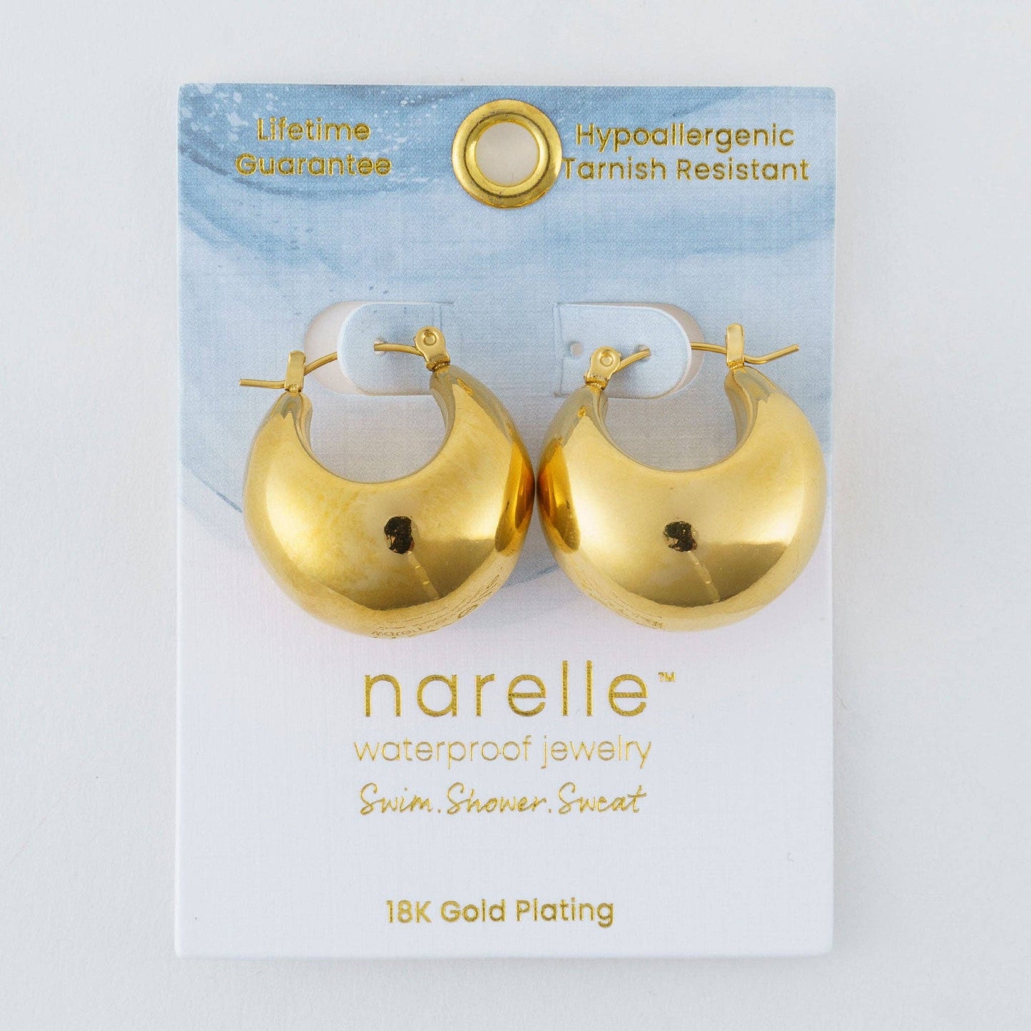 Narelle Waterproof Bowl Hoop Earrings: Yellow Gold