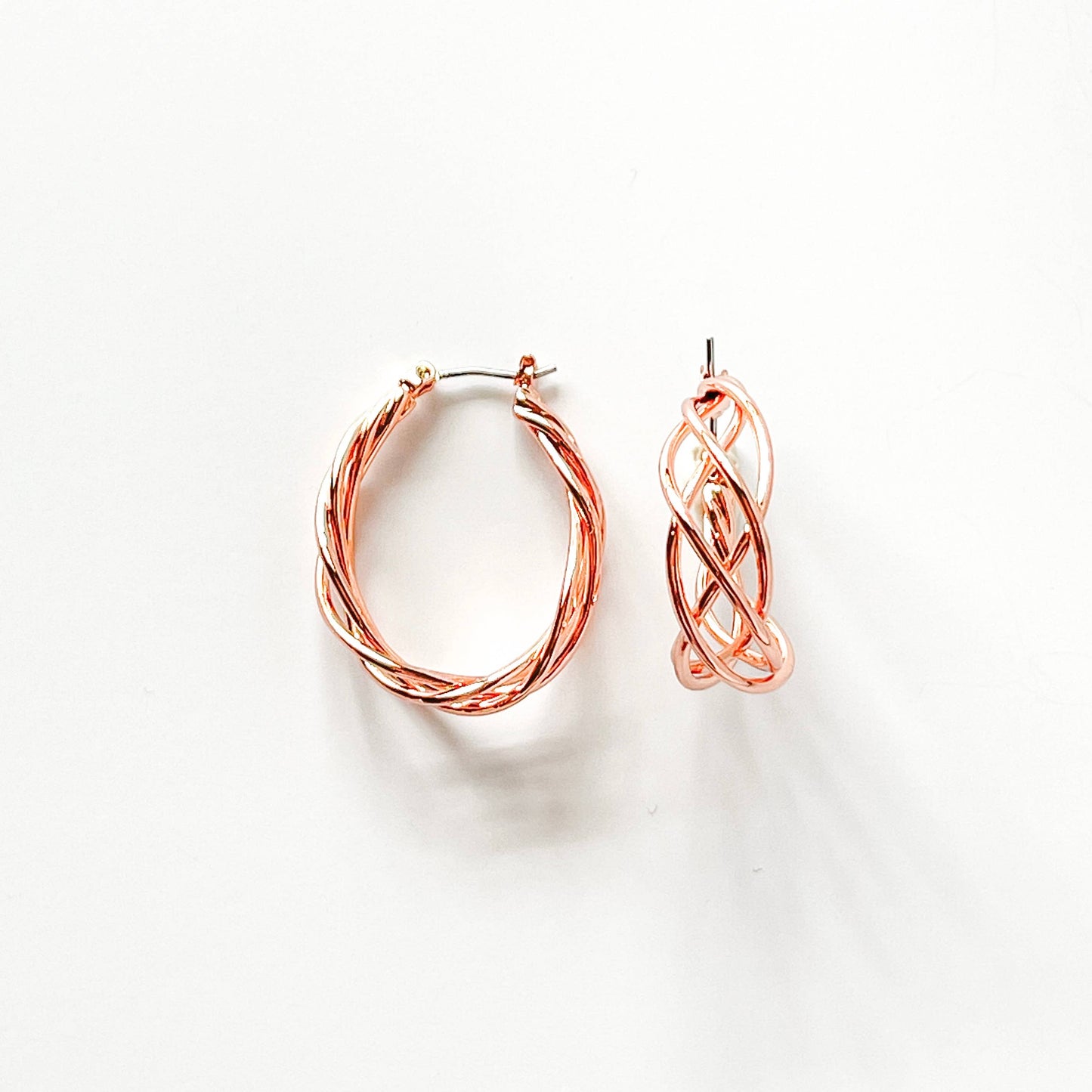Fashion Wire Braided Teardrop Hoop Earrings