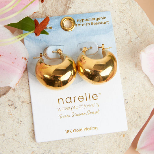 Narelle Waterproof Bowl Hoop Earrings: Yellow Gold