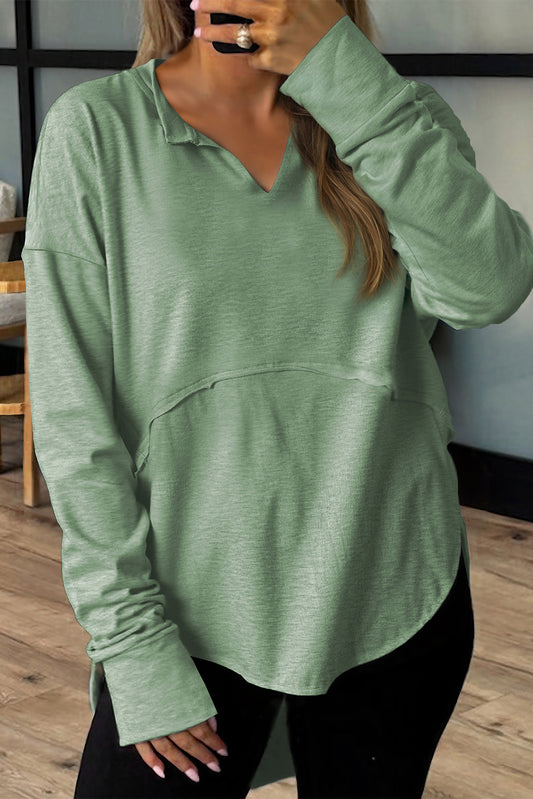 Green Terry Long Sleeve Top