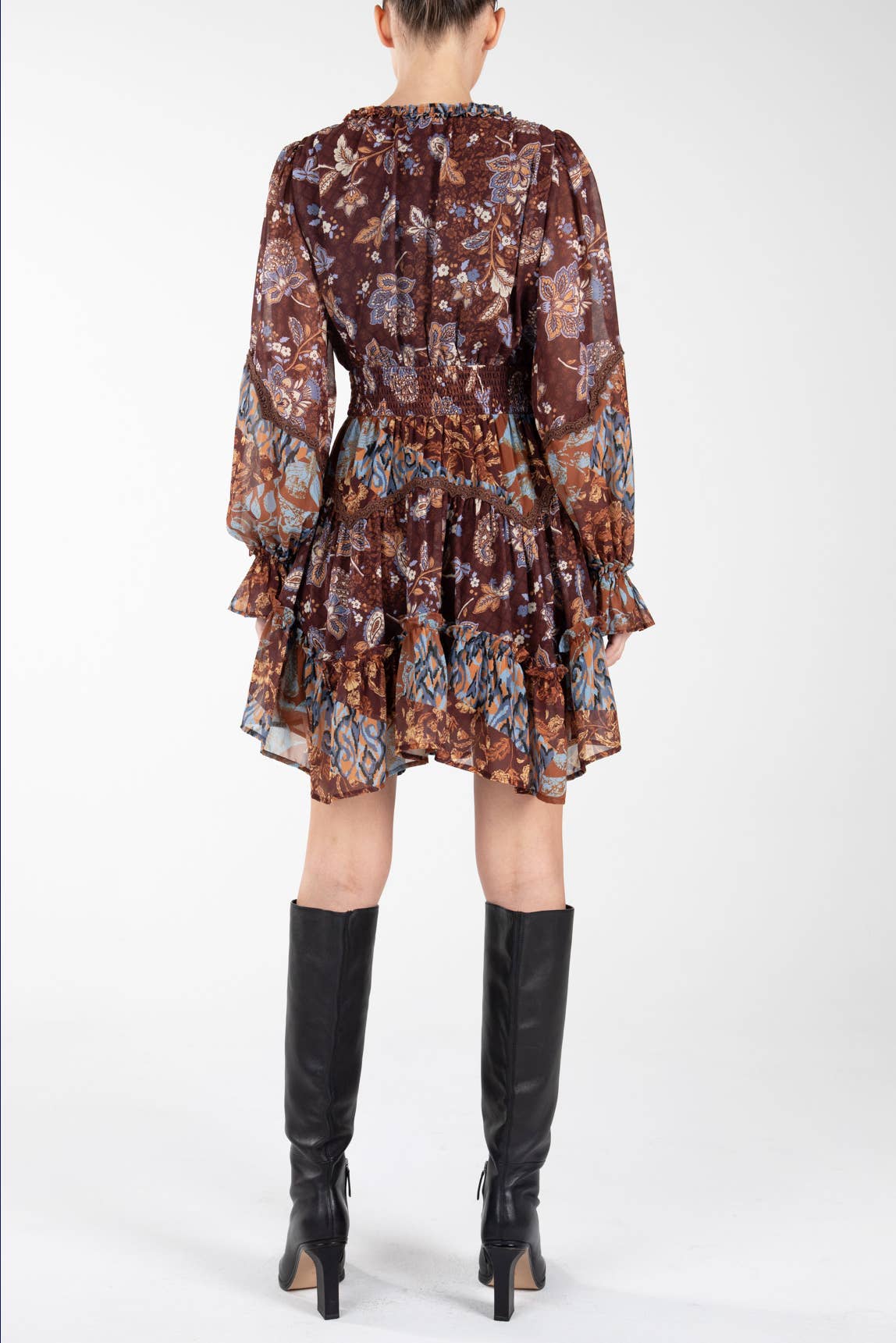 Miss Me Multi Brown MD1815L - Paisley Print Dress