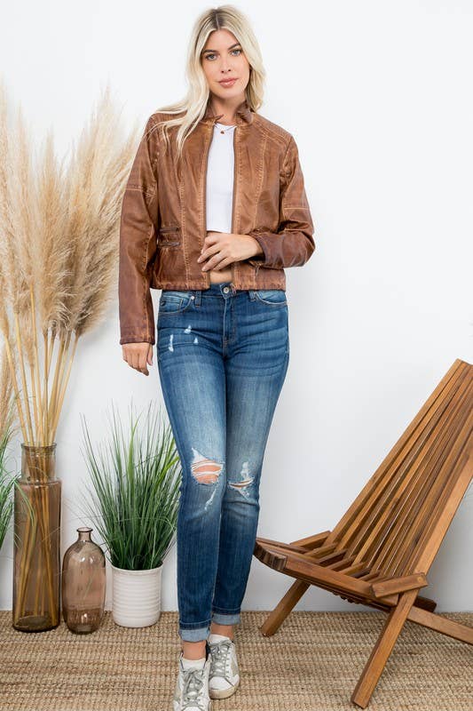 Garment Dye Double Zipper Pocket Jacket