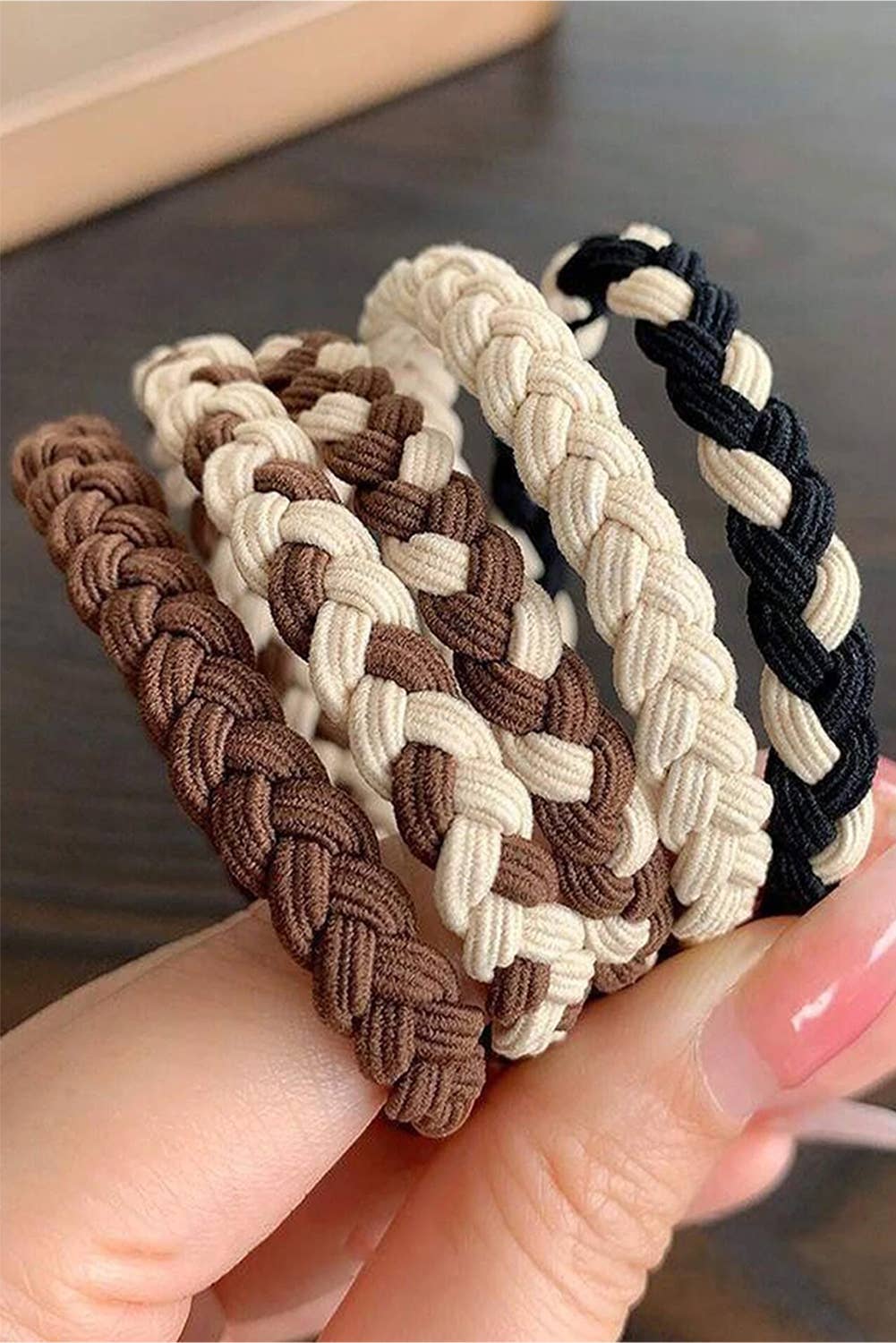 LDC 5pcs Smile Face Decor Braided Hair Ties