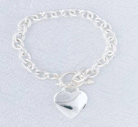 8 Inch Plated Tiffany Heart Tag Bracelet-Silver