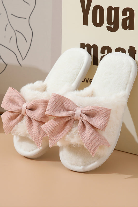 Pink Bow fuzzy Slippers