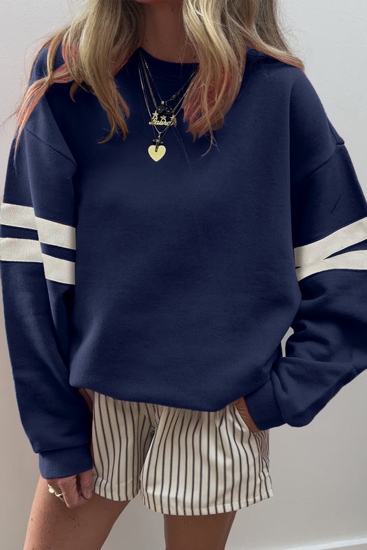 Navy Sweatshirt, collegiate stripe