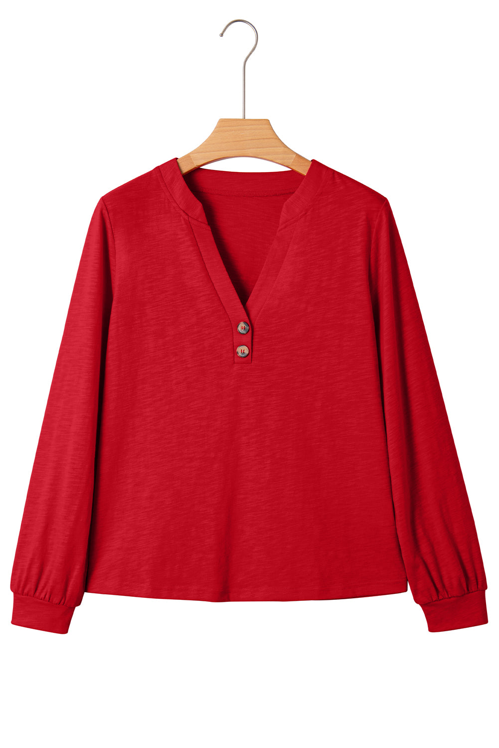 V Neck Long Sleeve Top_ Racing Red