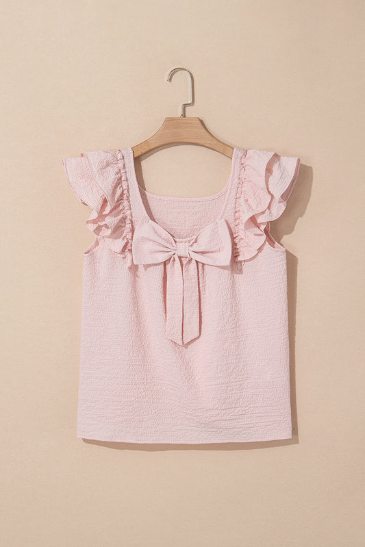 Ladies pink bow blouse