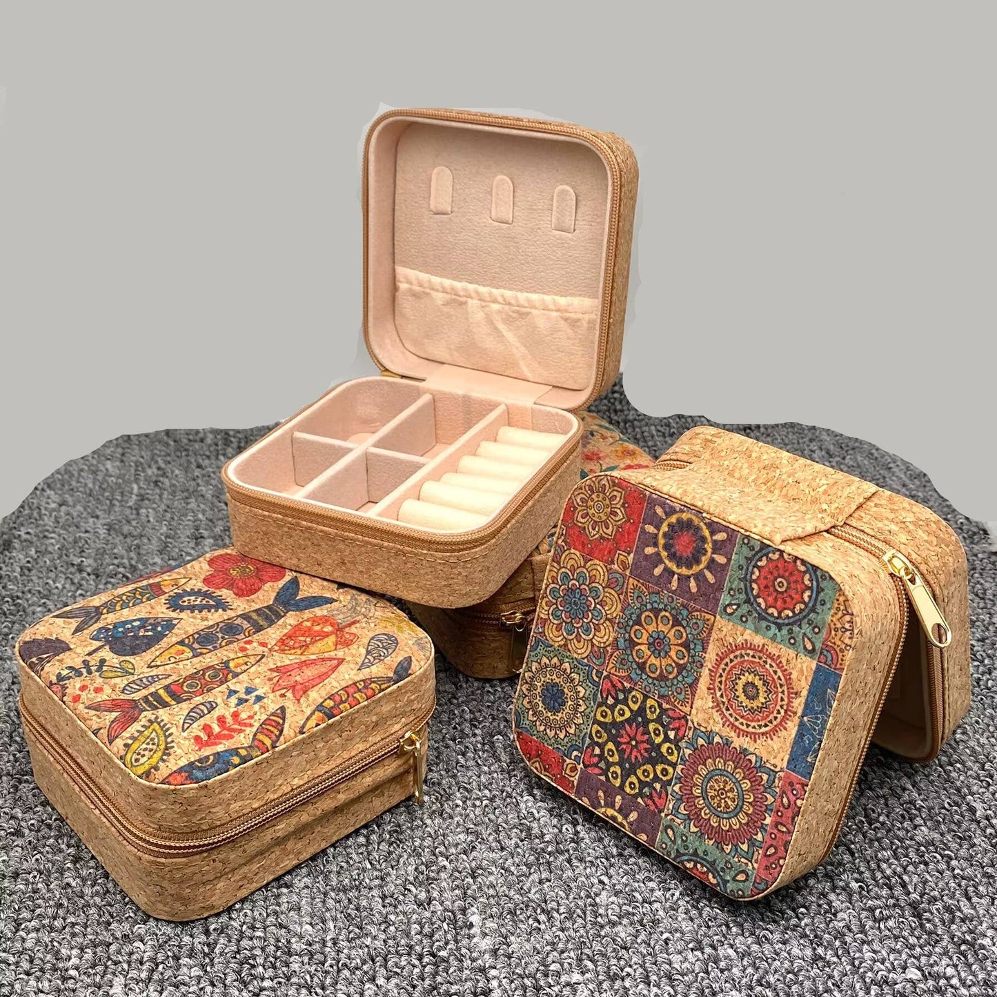 Vintage Crushed Wood Grain PU Leather Jewelry Storage Box: B