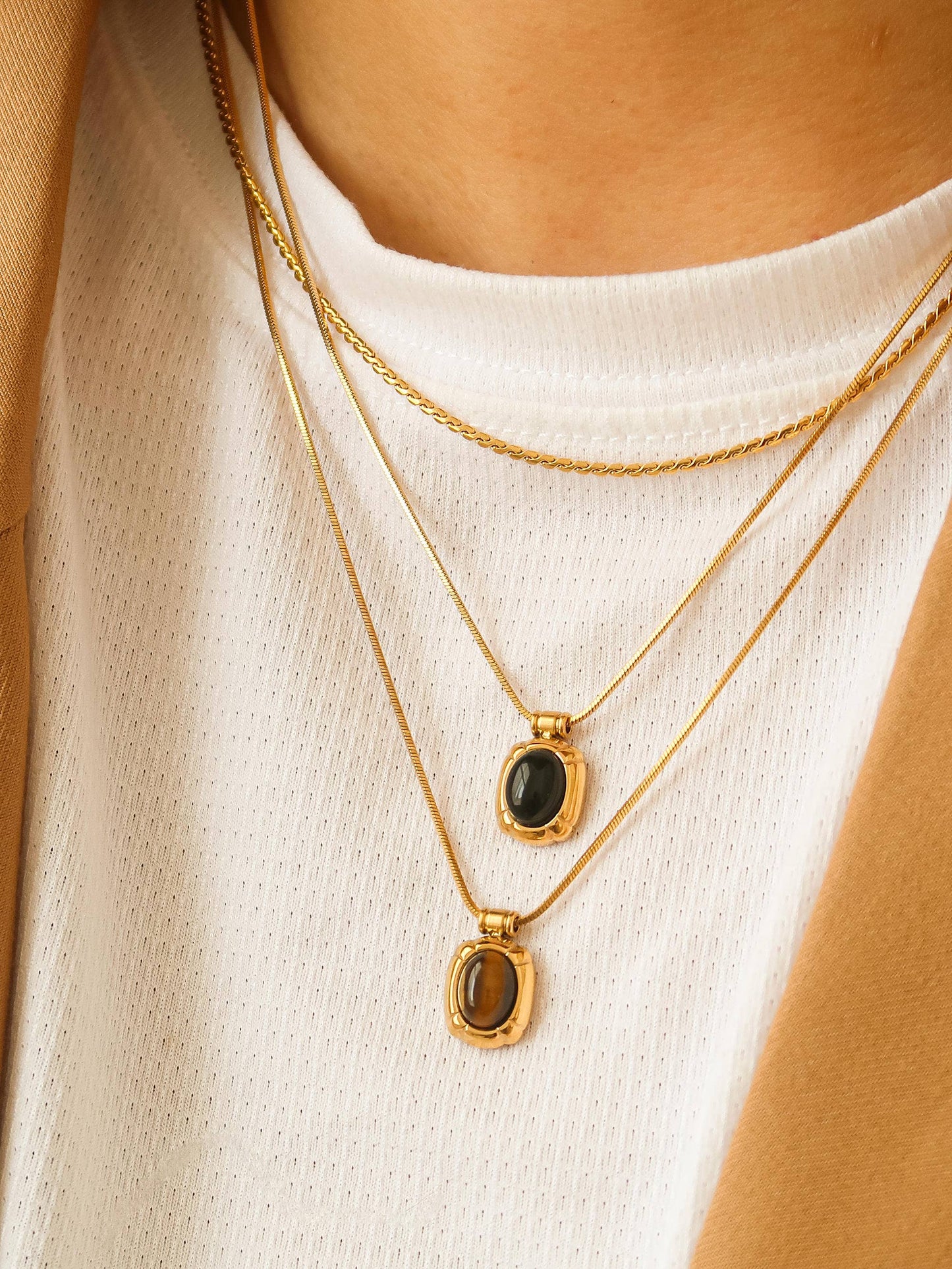 Dax 18K Gold Non-Tarnish Natural Stone Necklace