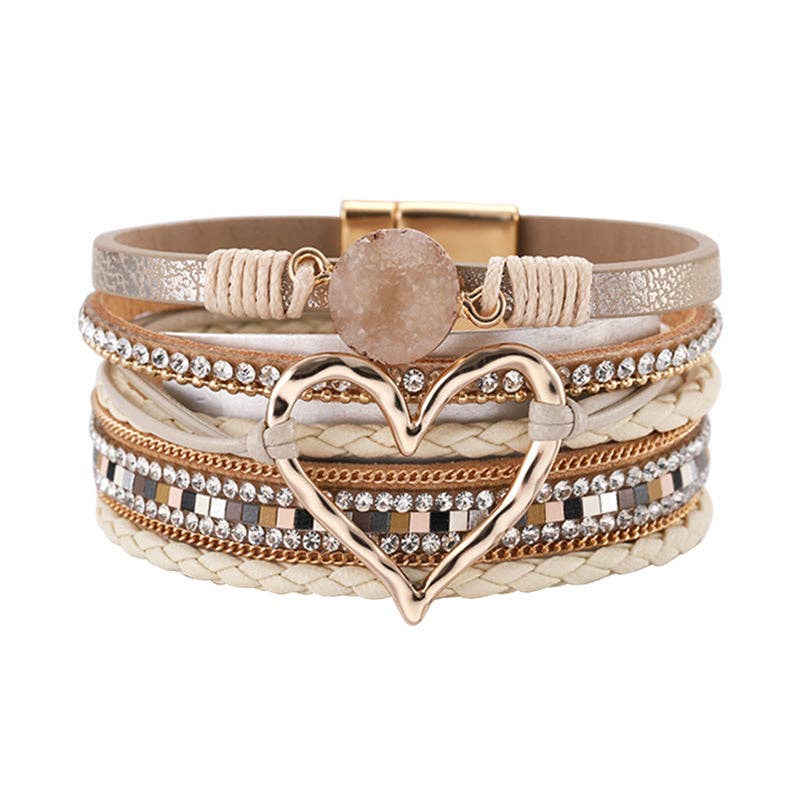Multi-Layer Heart Charm Bangle Bracelets - BJ/LB: Blue