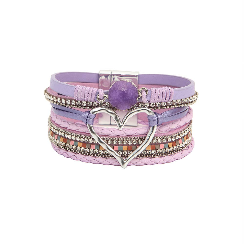 Multi-Layer Heart Charm Bangle Bracelets - BJ/LB: Blue