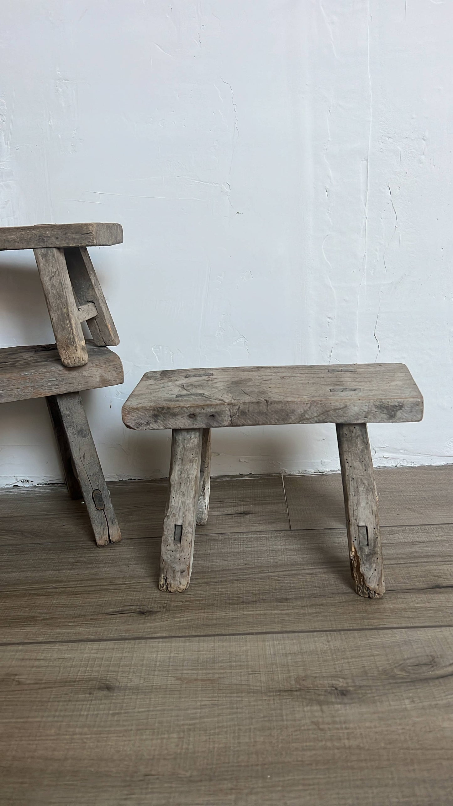 Raw Elm Wood Stool, Wabi Sabi design