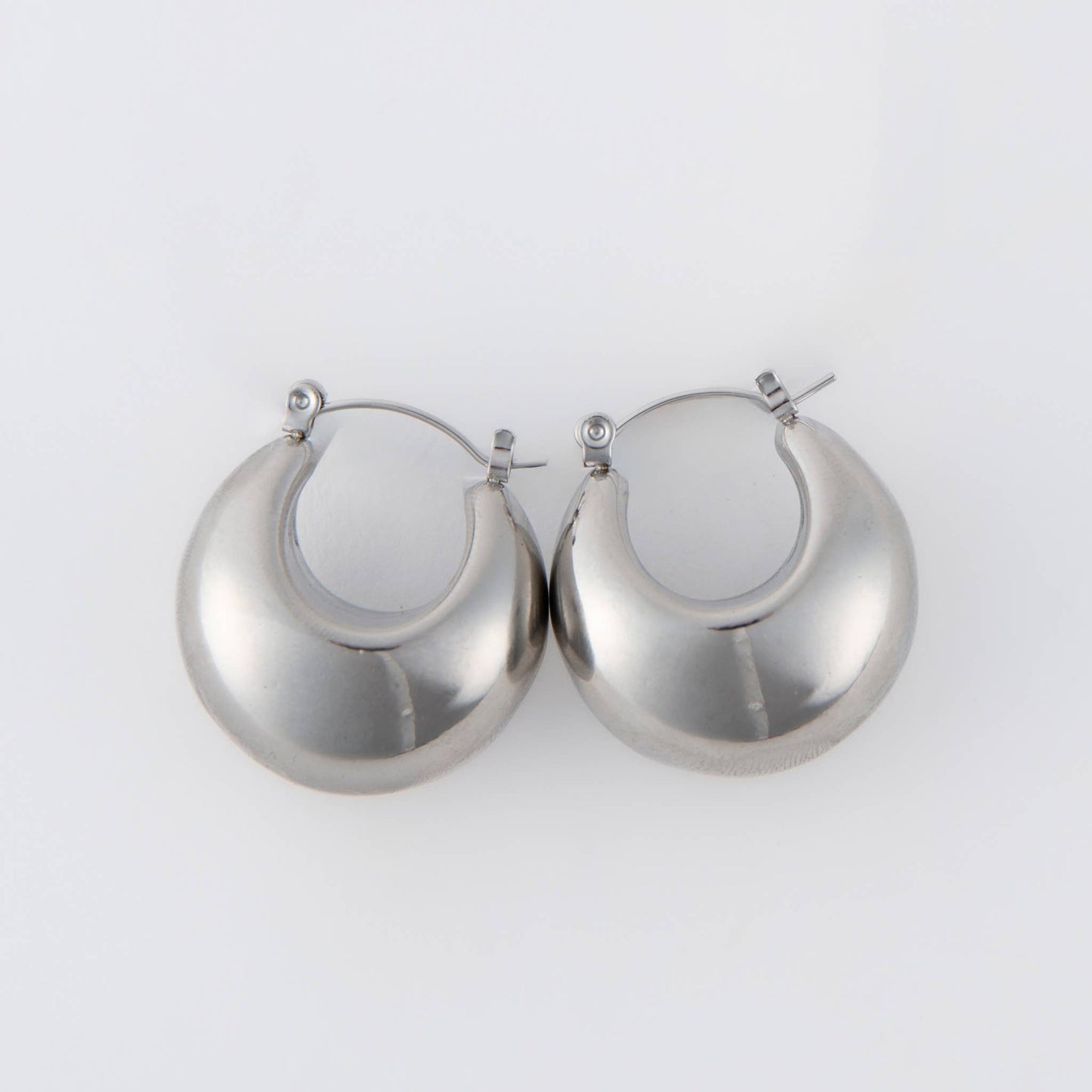 Narelle Waterproof Bowl Hoop Earrings: Silver