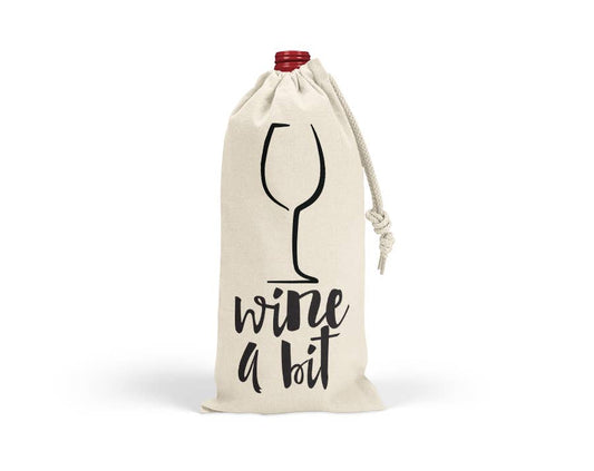 Wine A Bit Wine Bag Drawstring Canvas Tote
