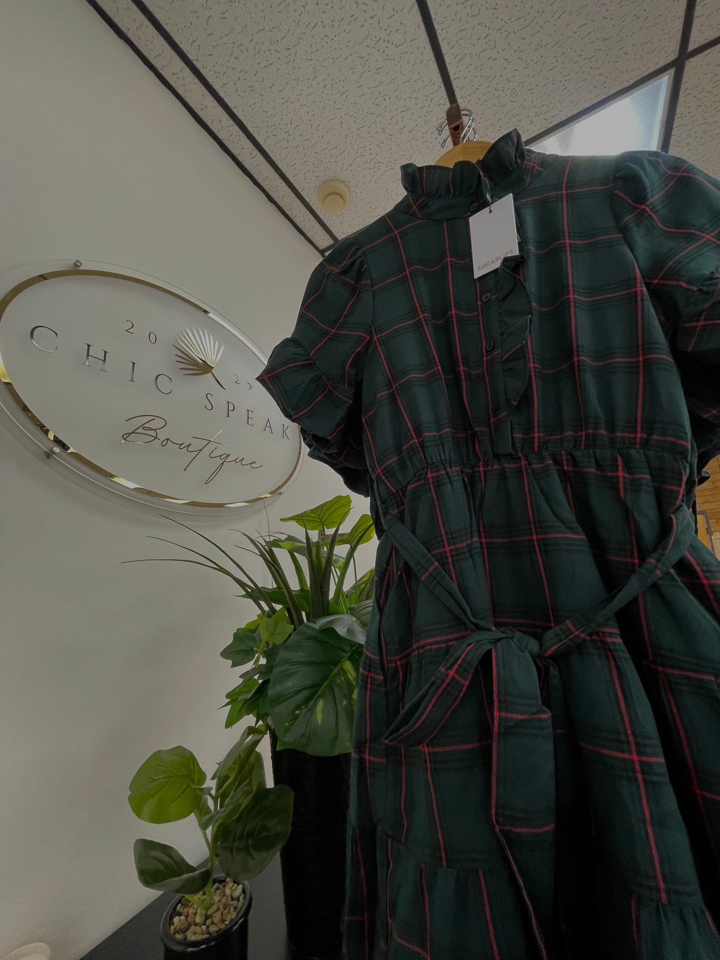 Brook Plaid Cottonwood Ruffle Button Down Mini Dress