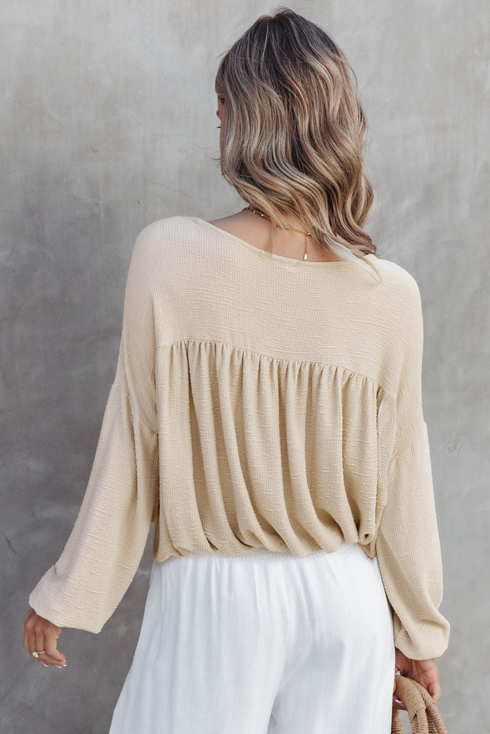 Pleated Long Sleeve Top