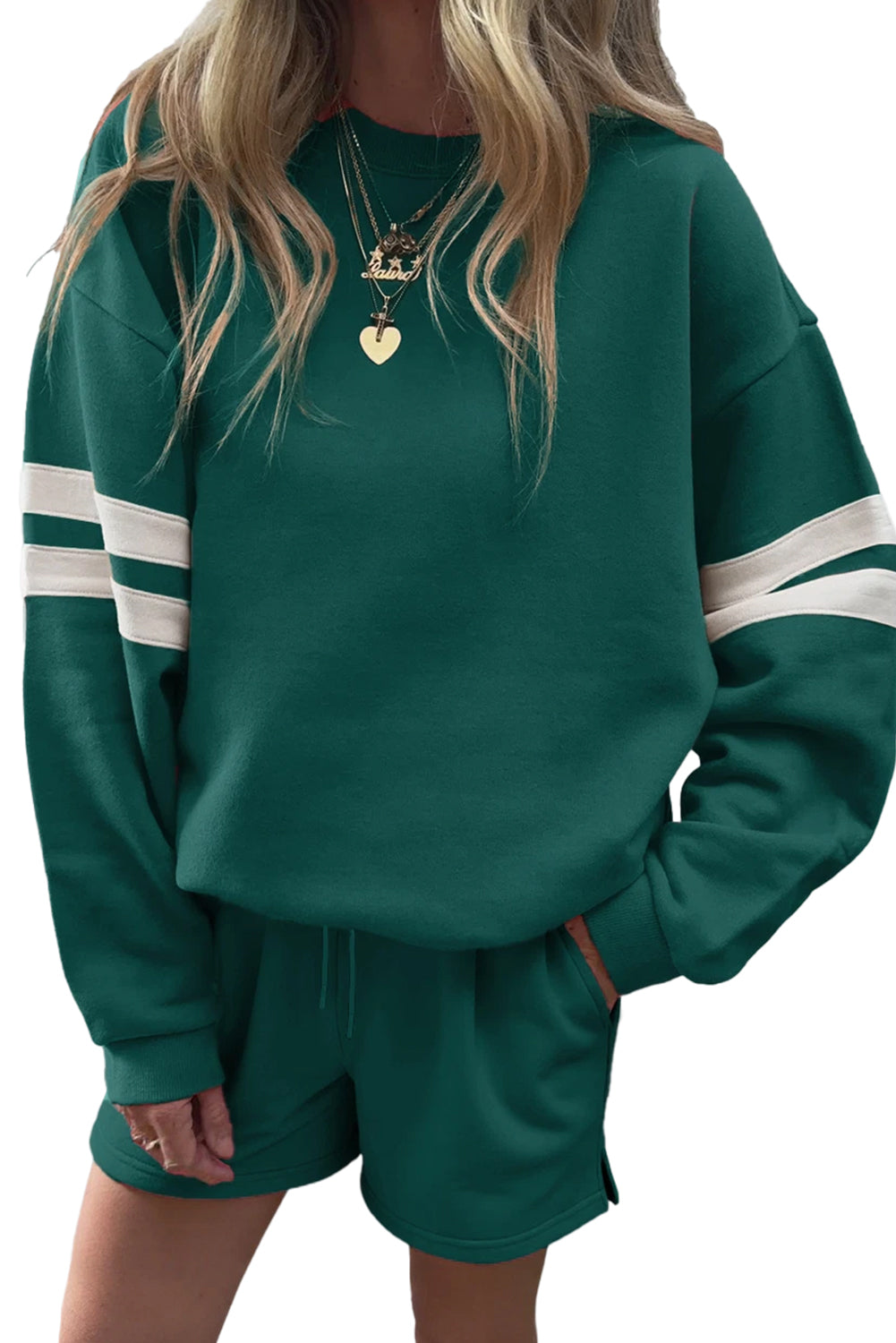 Evergreen Sweatshirt with Shorts Set