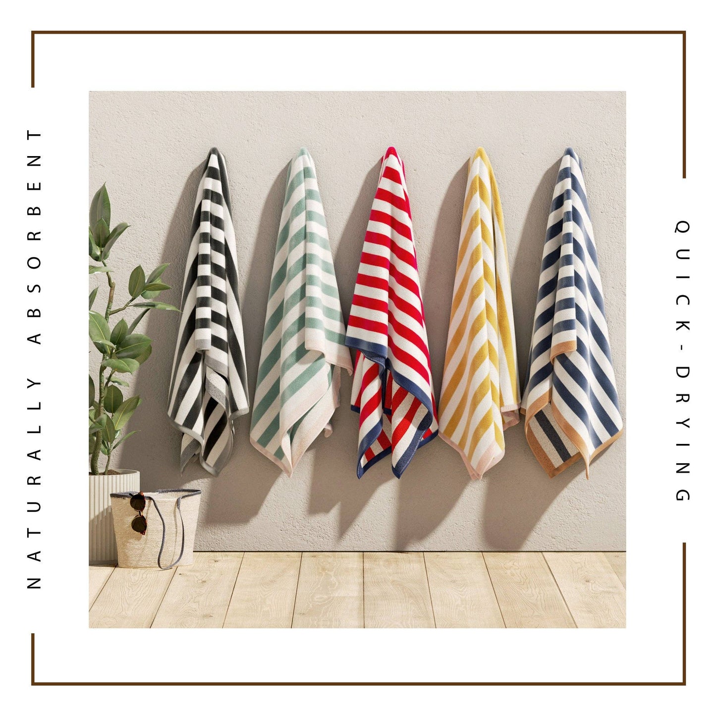 Oversized Striped Border Cabana Beach Towel - Santa Cruz