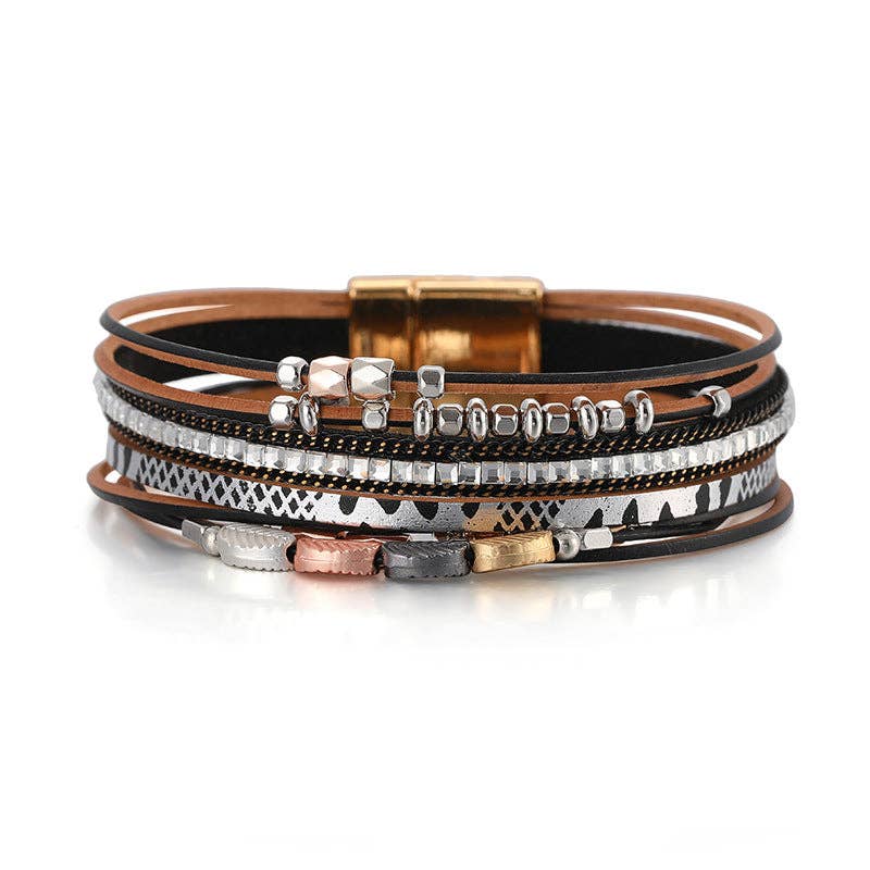 Bohemian Style Leather Multi-Layer Bracelet Bangle - BJ/LB: 1