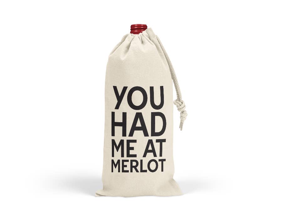 You Had Me At Merlot Wine Bag Drawstring Canvas Tote