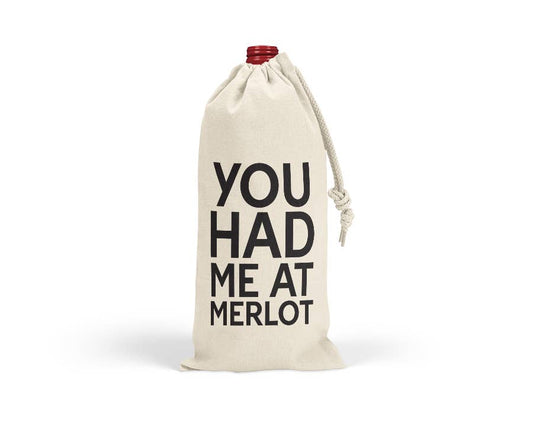 You Had Me At Merlot Wine Bag Drawstring Canvas Tote