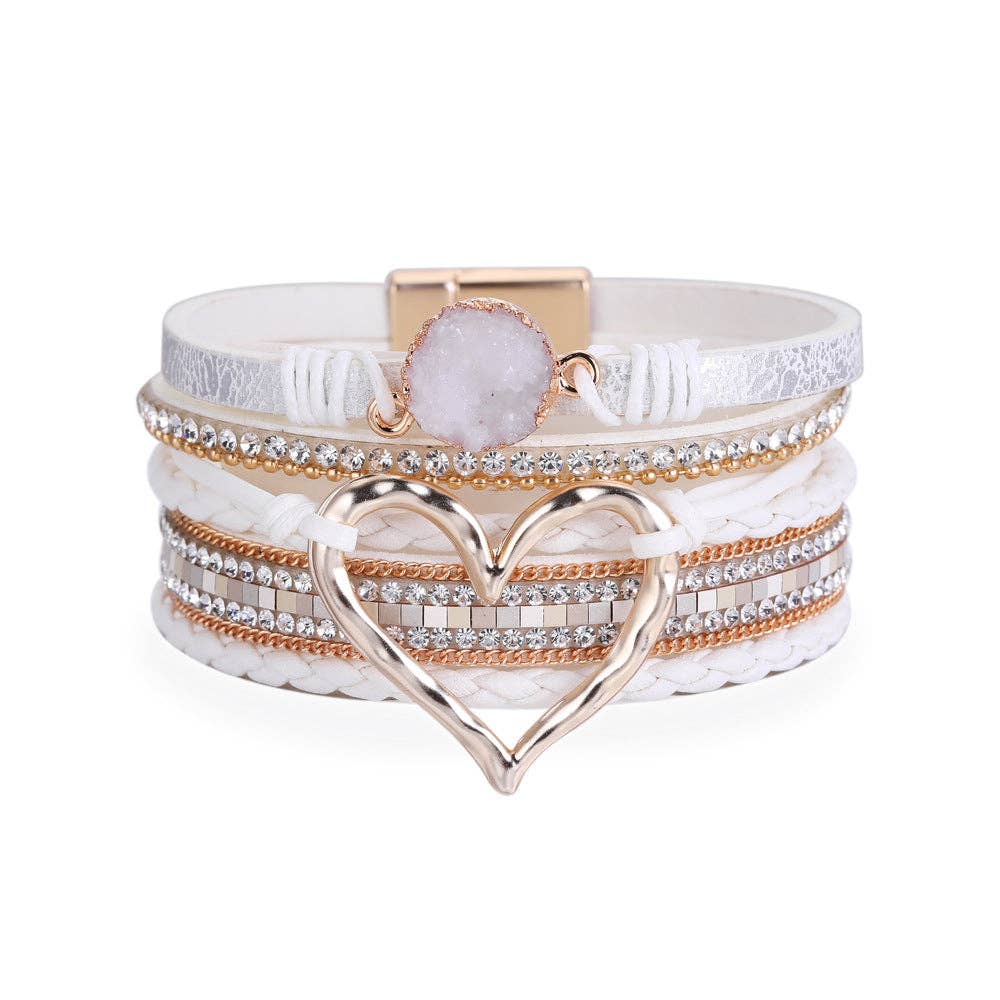 Multi-Layer Heart Charm Bangle Bracelets - BJ/LB: Blue