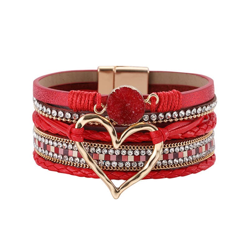 Multi-Layer Heart Charm Bangle Bracelets - BJ/LB: Blue